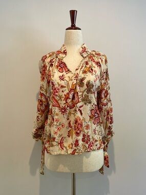 Nicole Miller floral paisley boho peasant blouse EUC - size XS